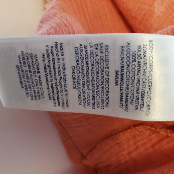 Chaps Cotton Gauze Embroidered Boho Peasant Blouse - Picture 6 of 6